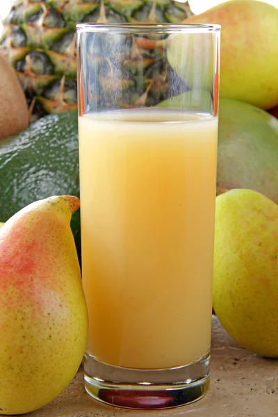 Fresh pear juice in the glass — Stock Photo, Image