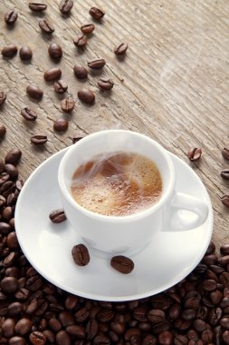 Espresso kahve Kupası ve fasulye