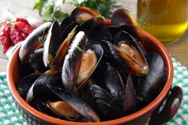 stock image Bowl of mussels