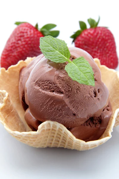 Čokoládová zmrzlina na bílém pozadí — Stock fotografie