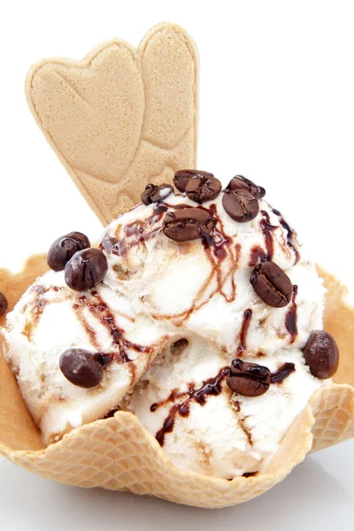 Coffee icecream on a white background — Stock Photo, Image