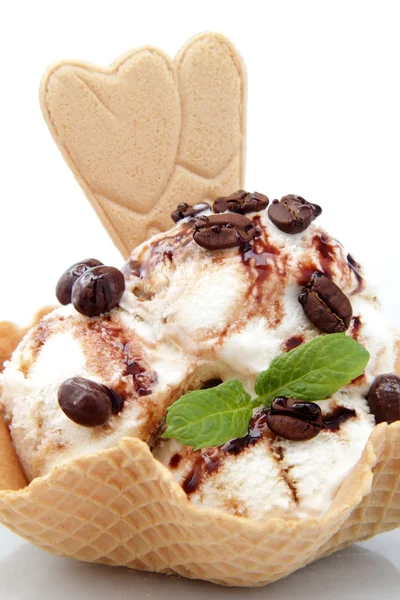 Coffee icecream on a white background — Stock Photo, Image
