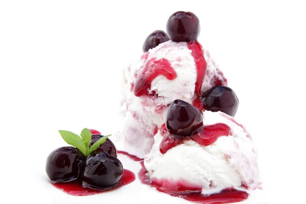 All black cherry ice cream on a white background — Stock Photo, Image