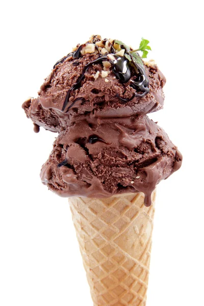Chocolate ice cream on a white background — Stock Photo, Image