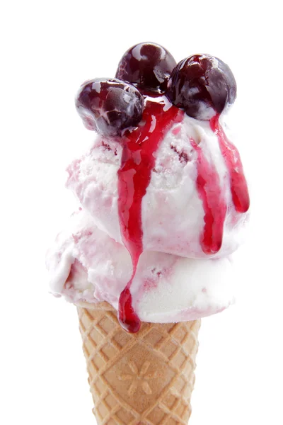 흰색 배경에 모든 블랙 체리 아이스크림 — 스톡 사진