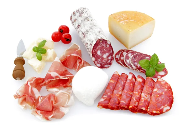 Sausage and cheese assortment — Stock Photo, Image