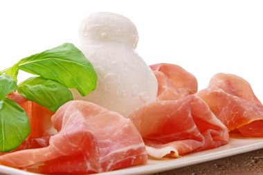 Prosciutto end mozzarella clipart