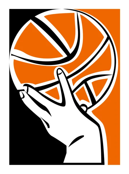 stock vector Hand with basketball ball