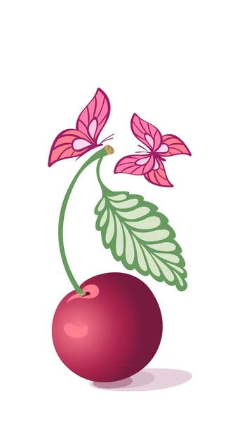 Cherry a motýl Stock Ilustrace