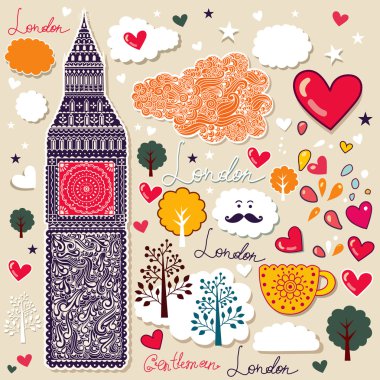 Set of London symbols clipart