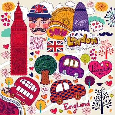 Vector set of London symbols clipart