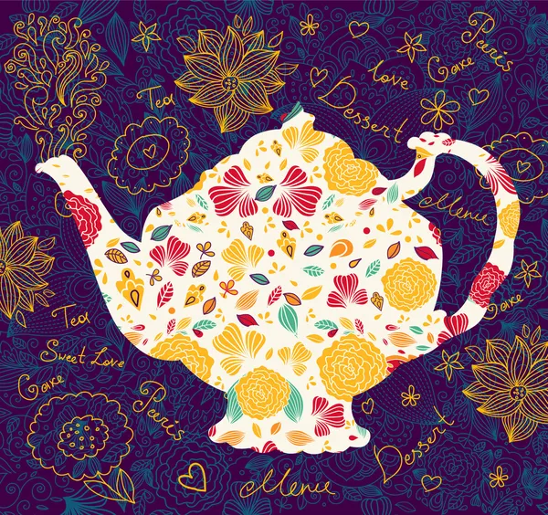Template with teapot — Stock Vector
