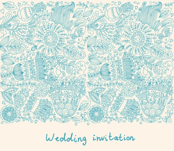 Invitation de mariage avec des fleurs — Image vectorielle