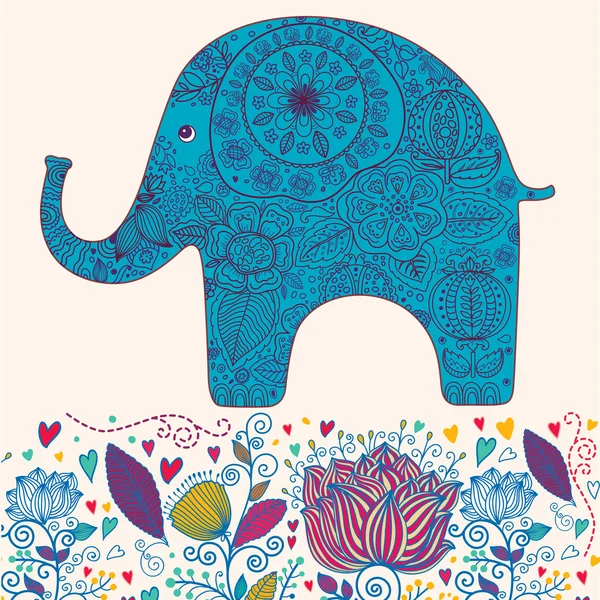 Holiday card with elephant — Stock Vector
