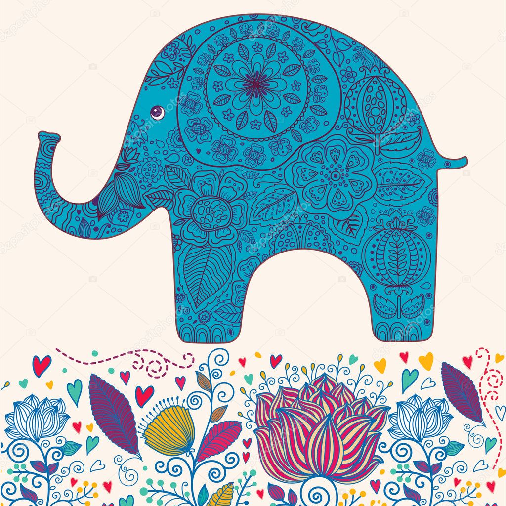 Holiday card with elephant