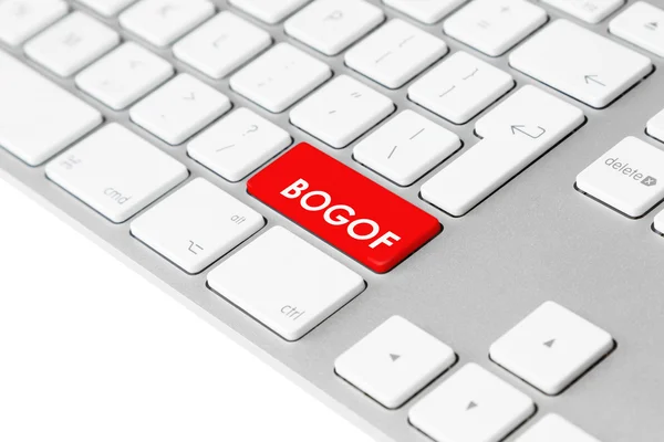 Computer keyboard with red BOGOF button — Stock Photo, Image