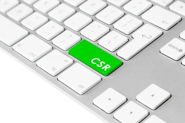Computer keyboard with green CSR button — Stock Photo, Image