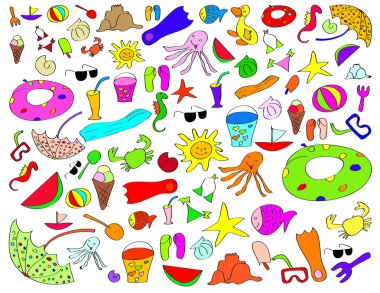 Summer kids stuff clipart