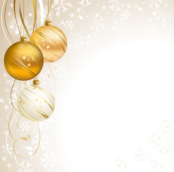 Luce sfondo di Natale con tre palle — Vettoriale Stock