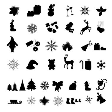 farklı Noel simge Silhouettes