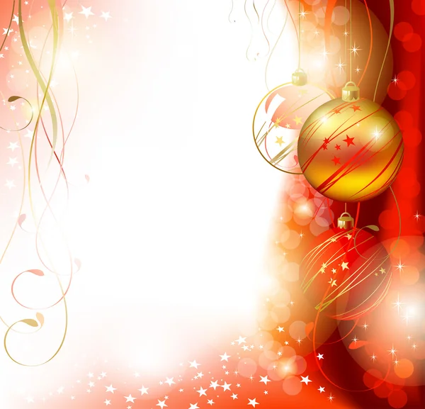 Version raster de fond de Noël brillant avec trois boules de soirée — Image vectorielle