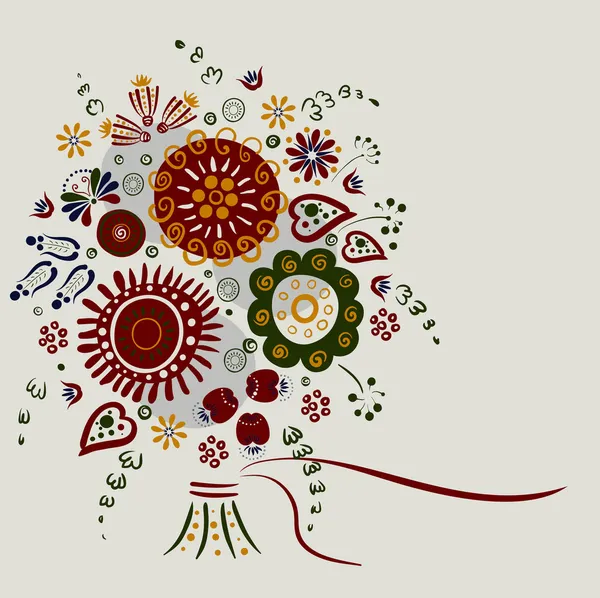 鮮やかな装飾的な花とグリーティング カード — ストックベクタ