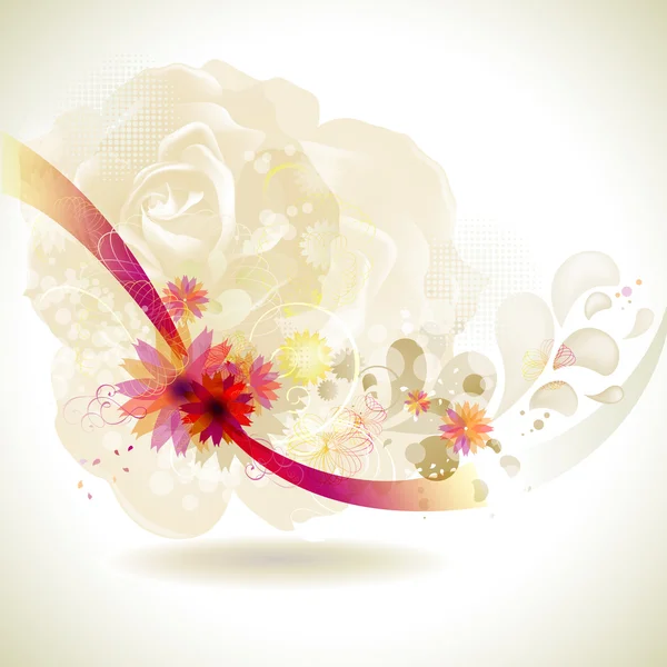 Tarjeta de felicitación con composición decorativa de flores — Vector de stock