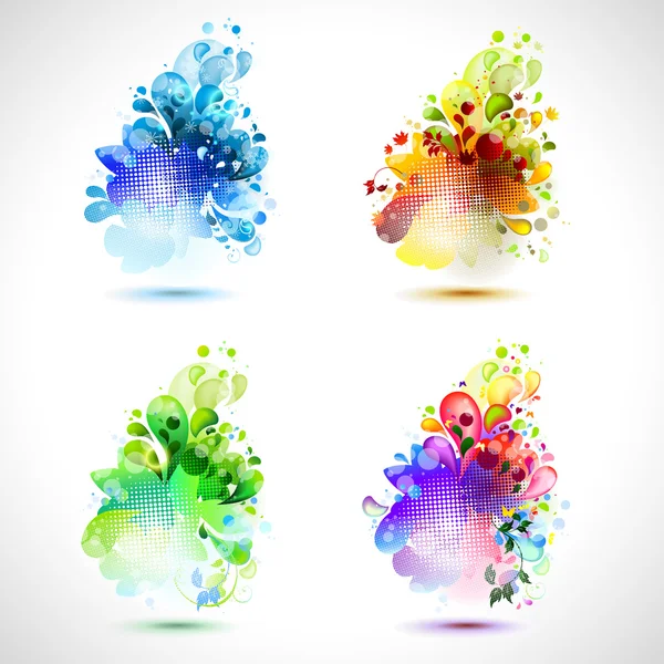 Ensemble d'icônes quatre saisons — Image vectorielle