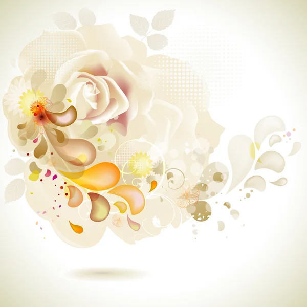 Grußkarte mit dekorativer Komposition von Blumen — Stockvektor
