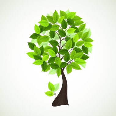 Season tree with green leaves clipart