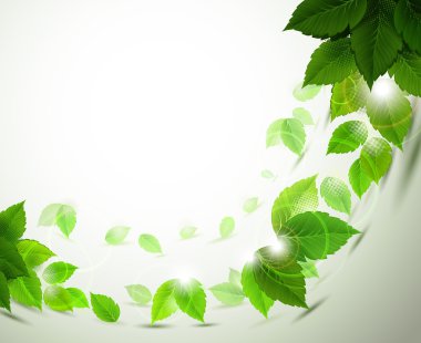 Background with fresh green leaves clipart