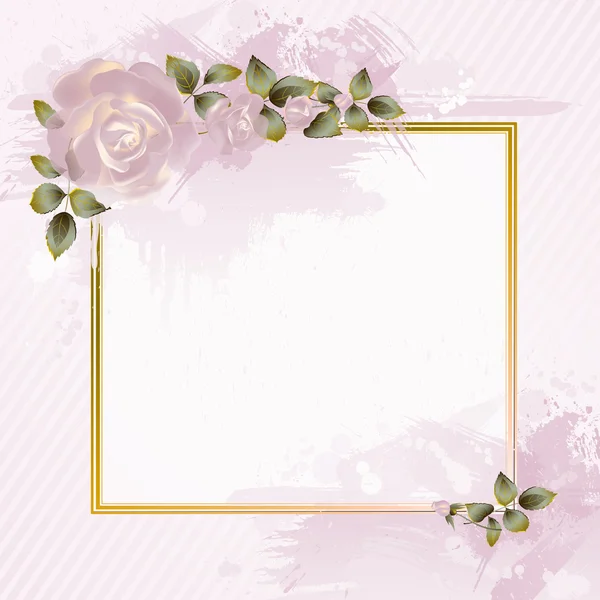 Tarjeta de felicitación tierna con rosas rosadas — Vector de stock