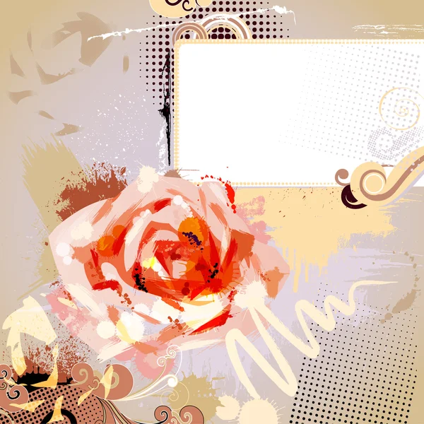 Декоративна композиція з великою гранжевою трояндою — стоковий вектор