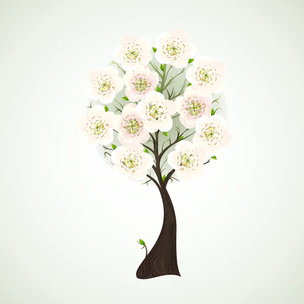 Szezon virágzó fa, világos virágok — Stock Vector