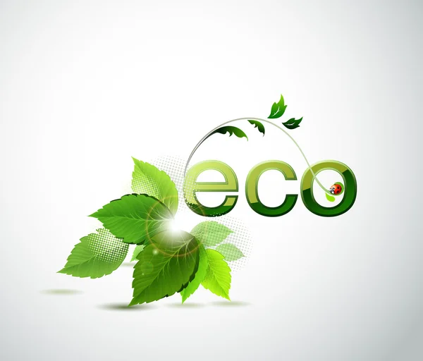 Eco poster with fresh green leaves — Stock Vector
