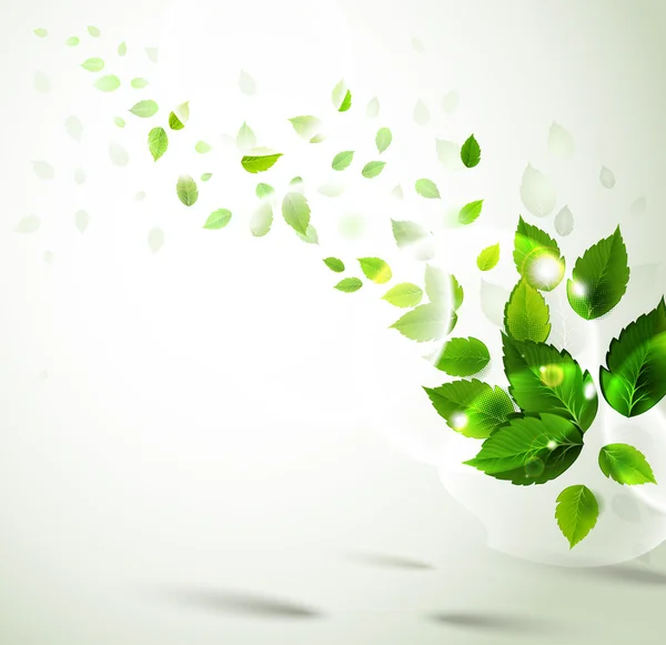Fundo com folhas verdes frescas — Vetor de Stock
