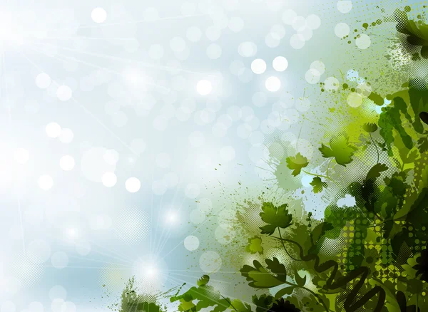 新鮮な緑の葉と夏 glade — ストックベクタ
