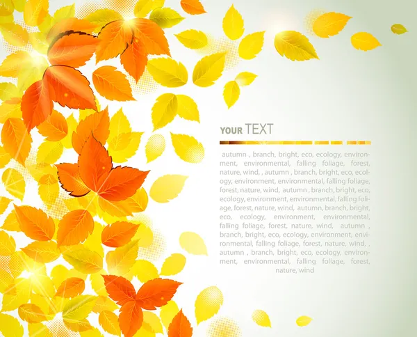 Осенний фон с падающими жёлтыми листьями — стоковый вектор