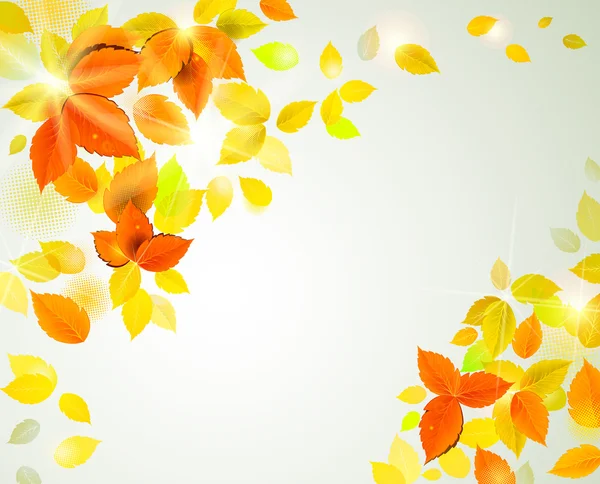 Podzimní pozadí s klesající žluté listy — Stockový vektor