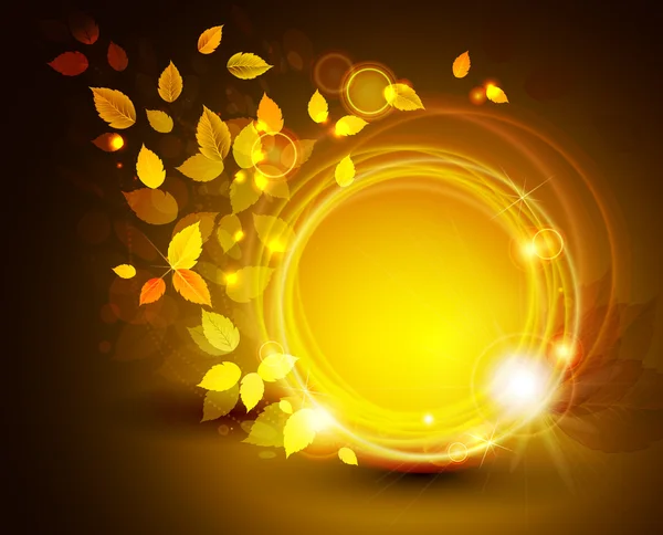 Automne fond brillant avec des feuilles jaunes — Image vectorielle