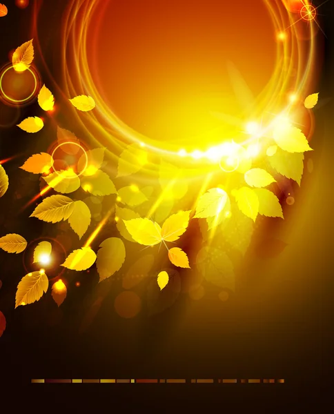 Осінній сяючий фон з жовтим листям — стоковий вектор