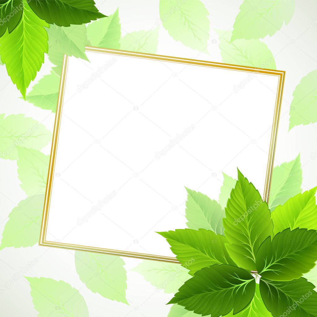 Spring background with green leaves