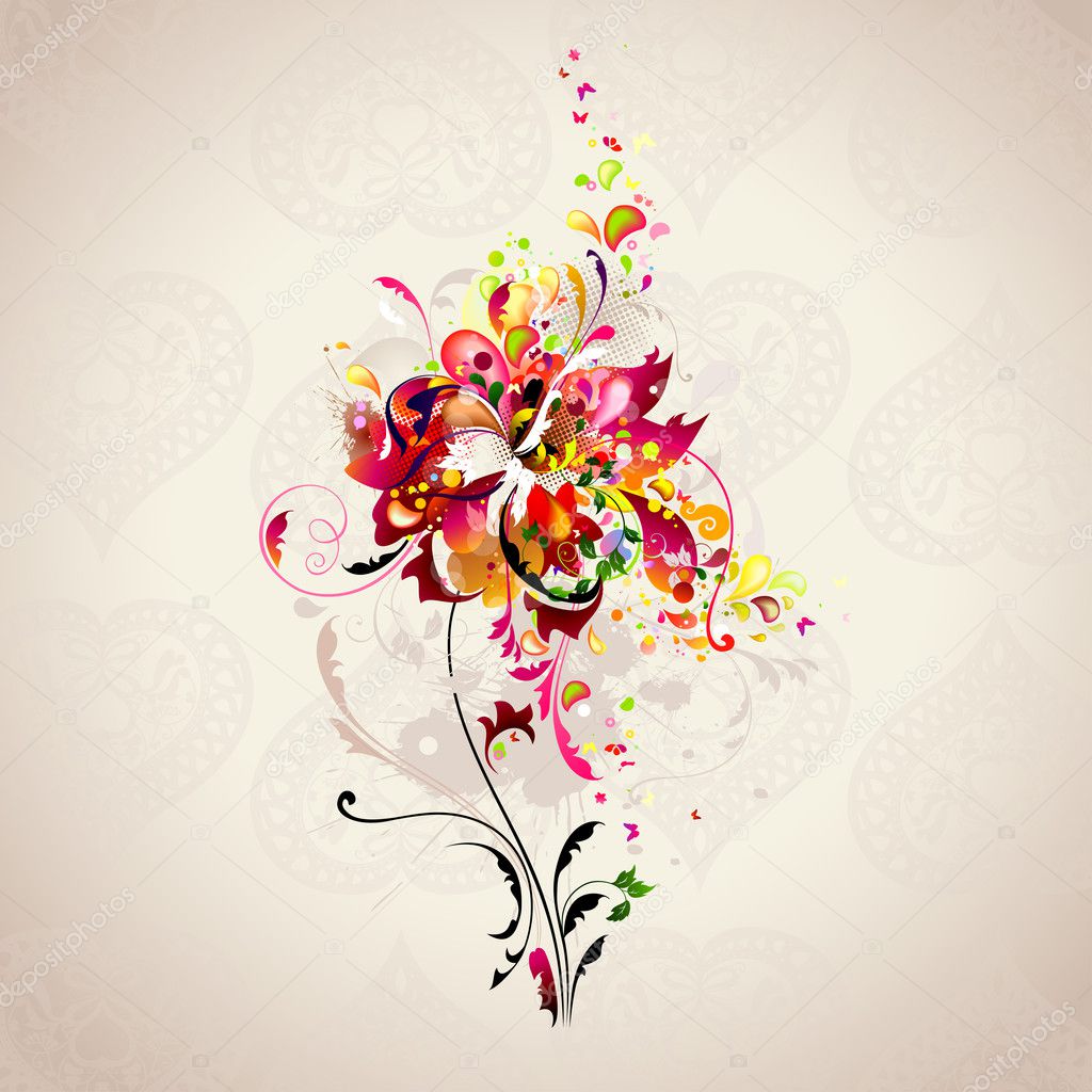 Tender background with abstract flower
