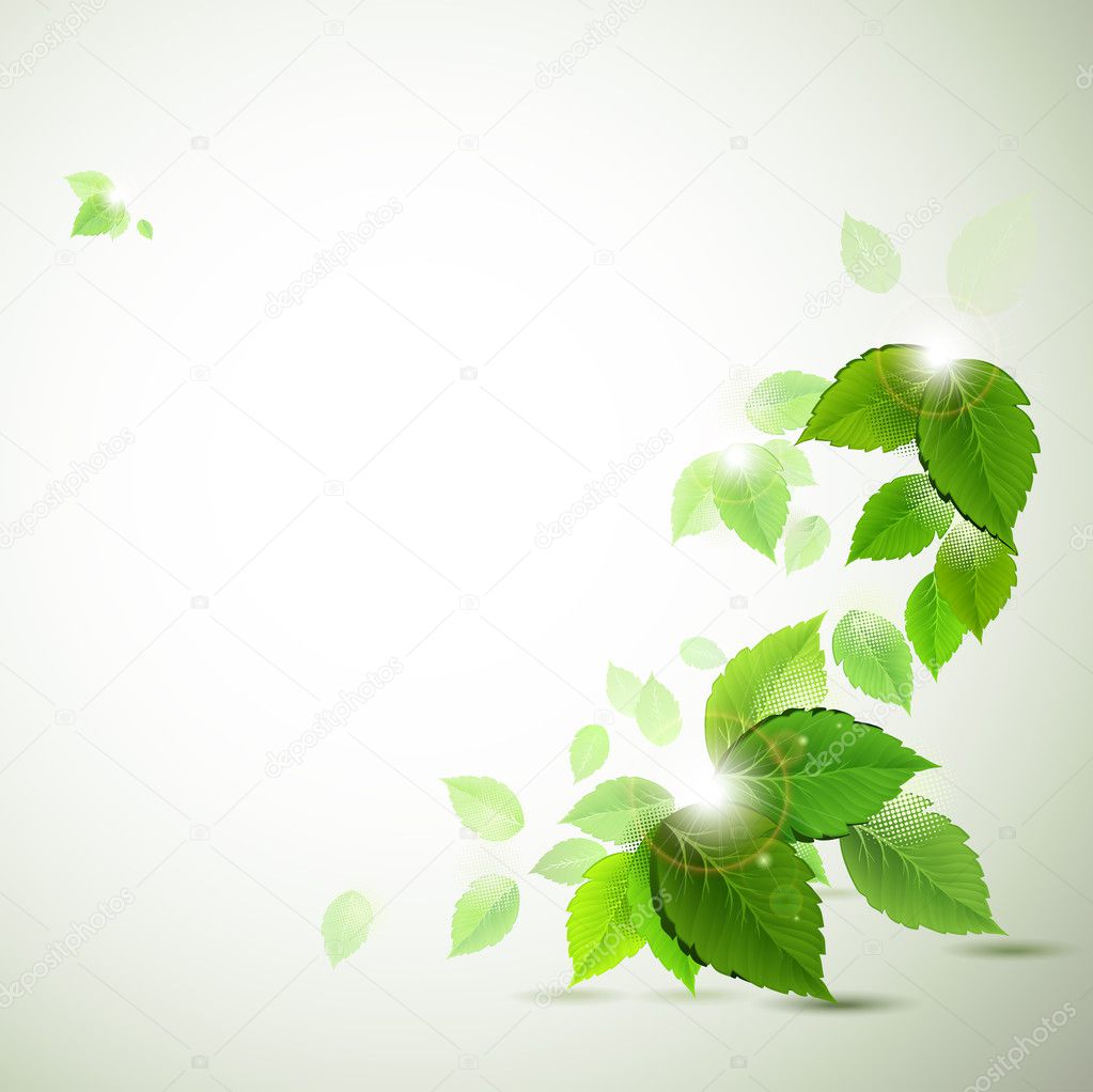 Background with fresh green leaves