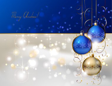 Glimmered Christmas background with three evening balls clipart