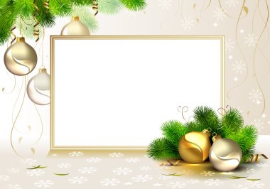 Shine Christmas background with evening balls and fir tree clipart