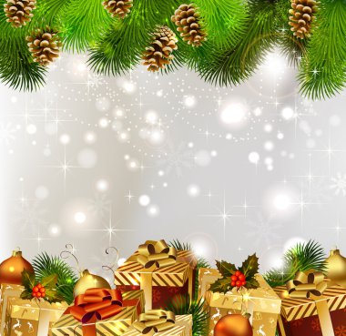 Christmas background with Christmas gifts clipart