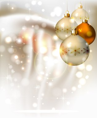 Elegant glimmered Christmas background with shine evening balls clipart