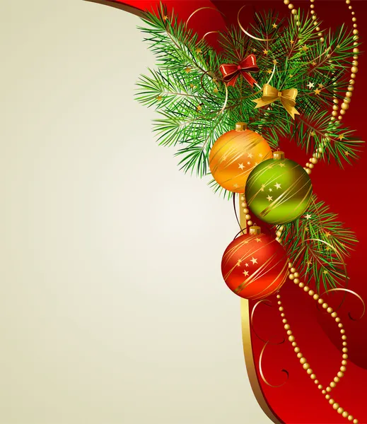 Fondo de Navidad con tres bolas de noche — Vector de stock