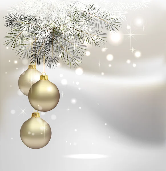 Luce sfondo di Natale con palle da sera argento — Vettoriale Stock